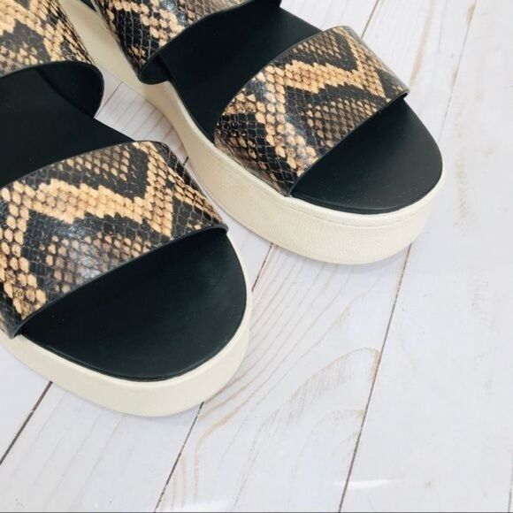 VINCE Westport Leather Snake Embossed Platform Sandals Size 10 - Picture 6 of 12